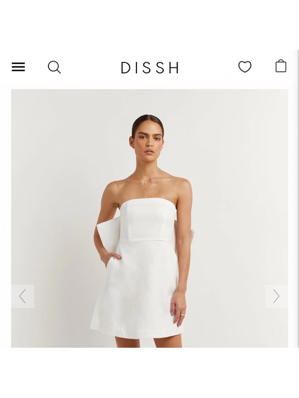 DISSH Strapless White Mini Dress with Structured Bodice